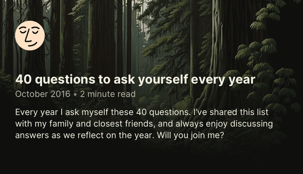 40 questions to ask yourself every year